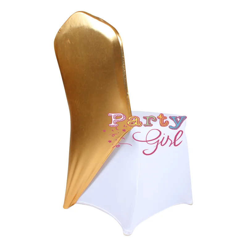 50pcs Mettalic Bronzing Spandex Chair Cap Cover Lycra Stretch Chair Covers Hood For Wedding Event Decoration