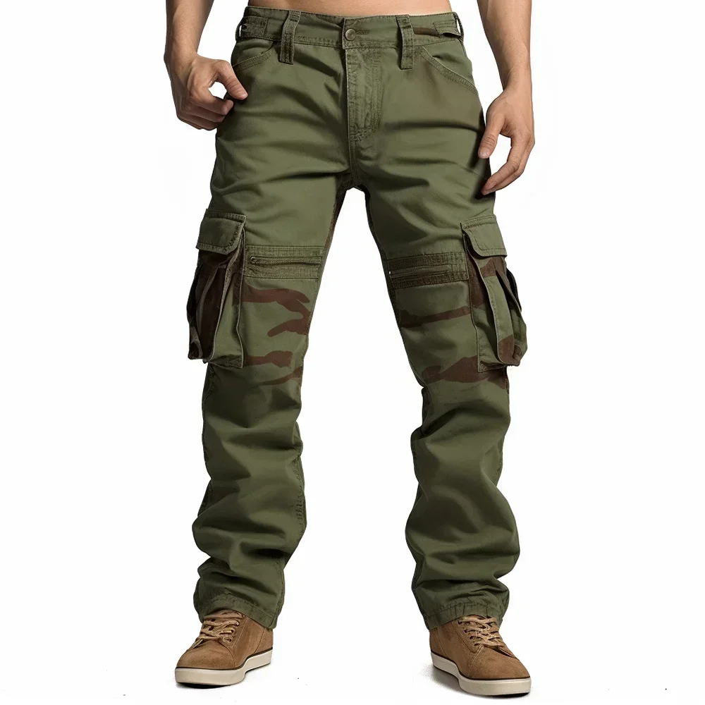 Men\'s Military Cargo Pants Baggy Straight Multiple Pockets