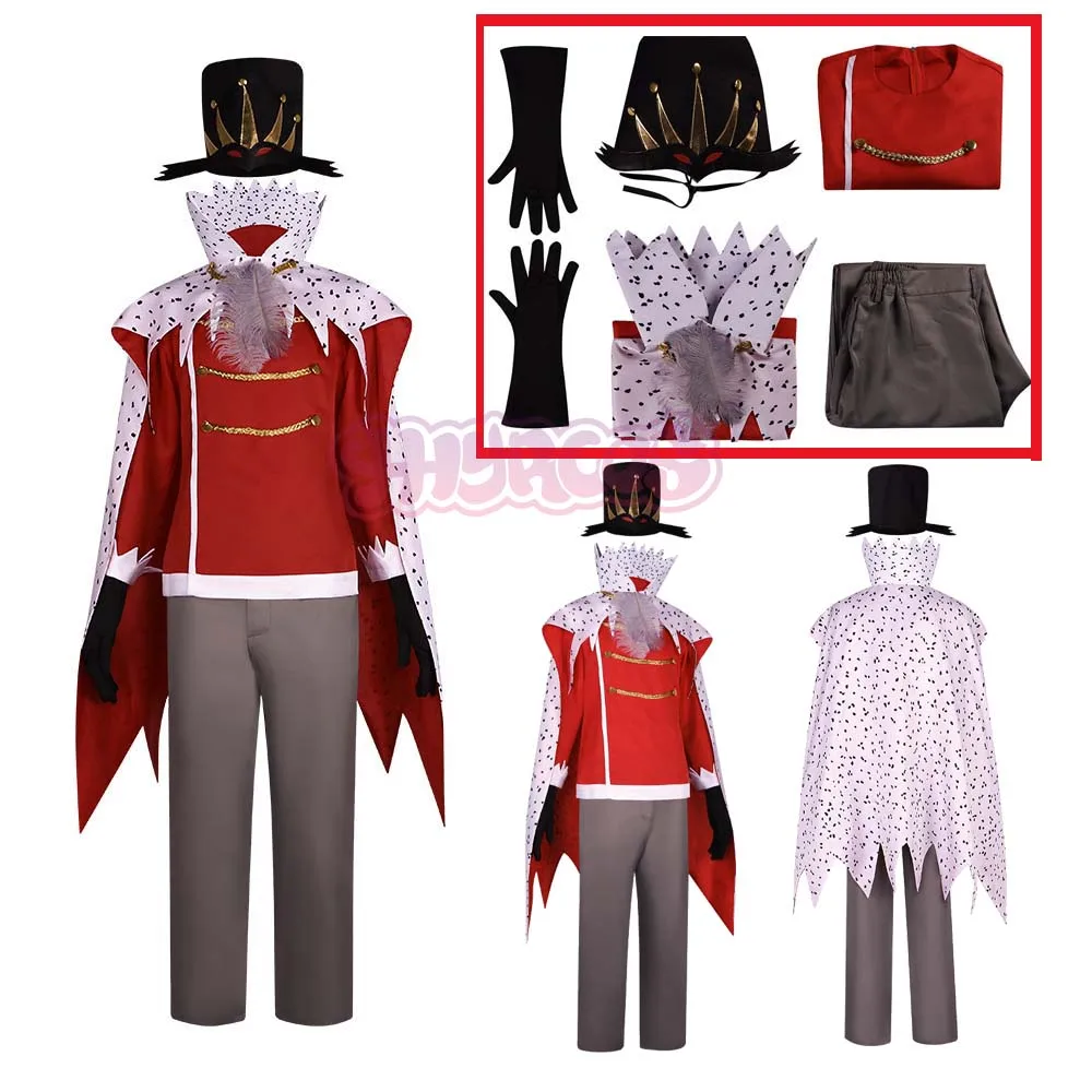 Anime Helluva Boss Stolas Cosplay Costume Cloak Top Pant Full Set Uniform Suit with Hat Halloween Outfit for Men Women 6PCS