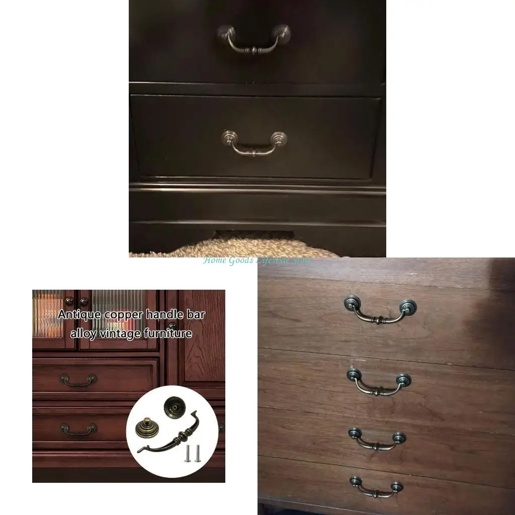 

E74E 4pcs Vintage Bronze Cabines Handles для кухонных шкафов и ящиков