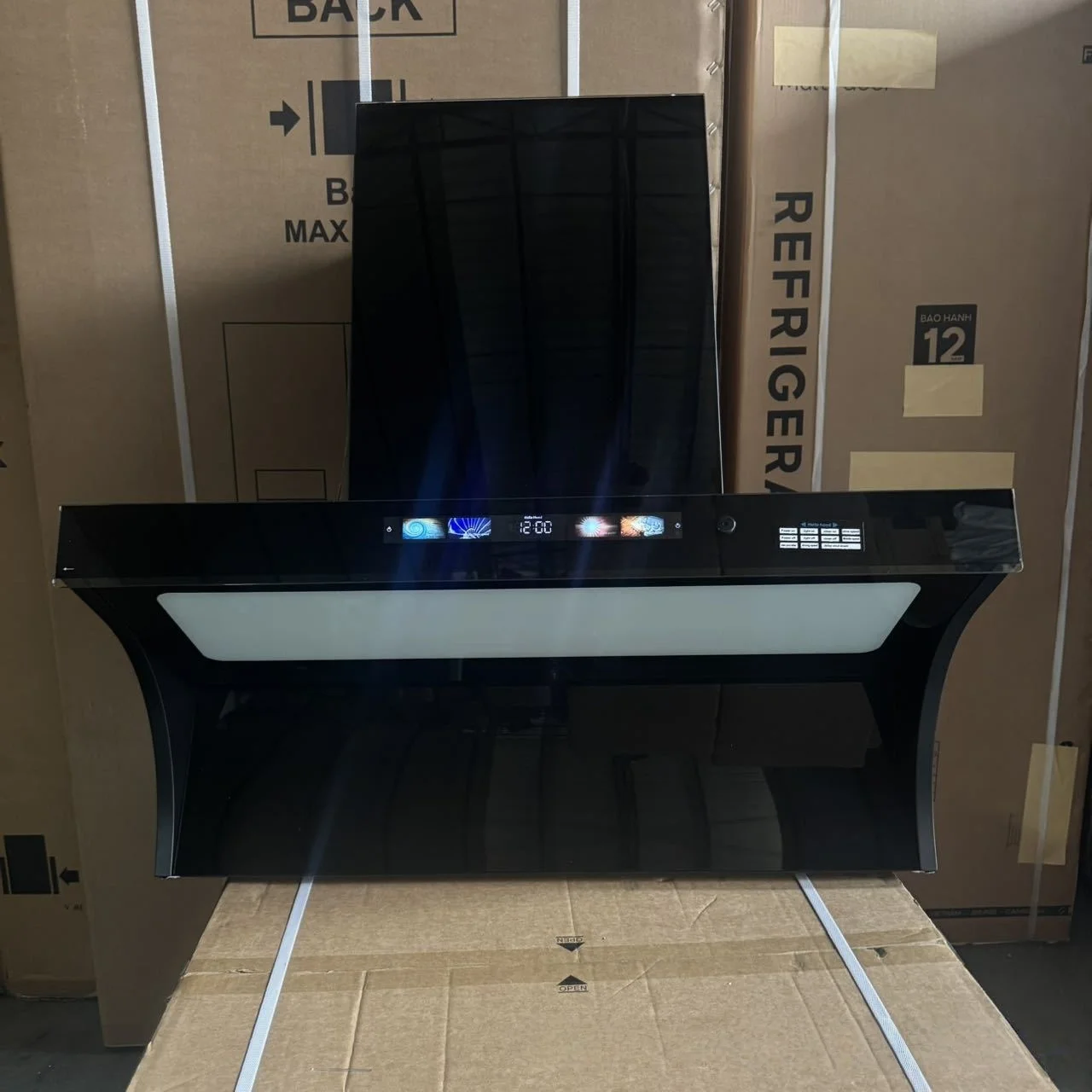 T-Shaped Top Inverter Range Hood with High Suction Electric Ventilation Touch Sensor Switch Hot Oil Removal for House Hotel Use