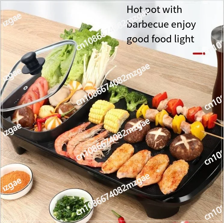 The Most Popular Multifunctional Electric Hot Pot, Electric Baking Tray, Two in One Electric Tube Grill