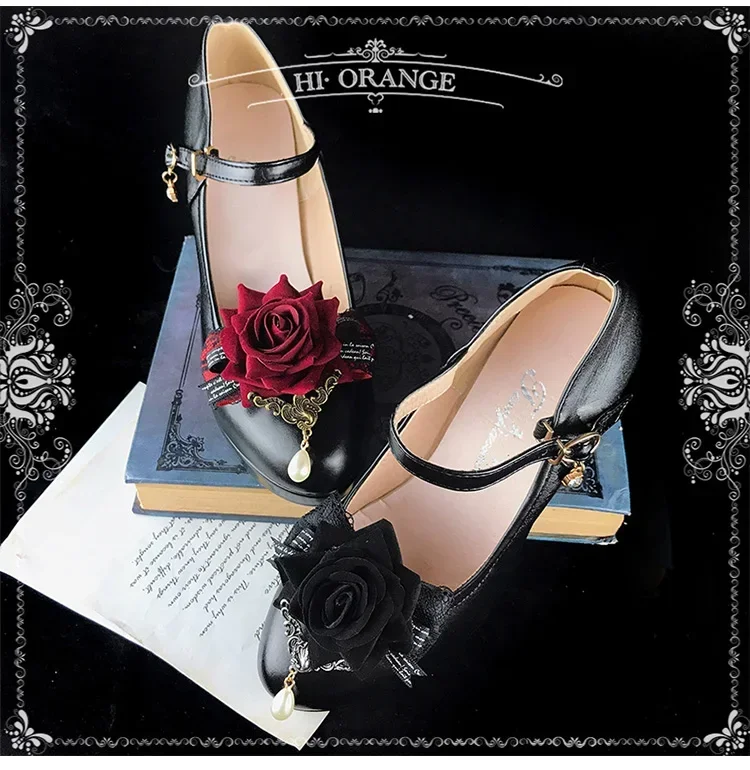 Vintage Rose Flower Pair of Shoe Clip Retro Ladies Lolita Detachable Bow Shoe Ornament Fashion Shoe Buckle