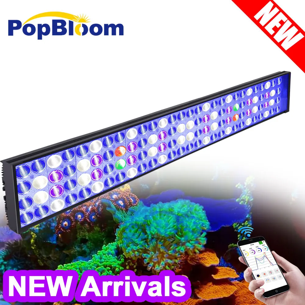 

PopBloom-WiFi Marine Aquarium Lamp, Professional Saltwater LED Aquarium Lighting for 80-100cm Reef Coral,Marine Aquarium Tank