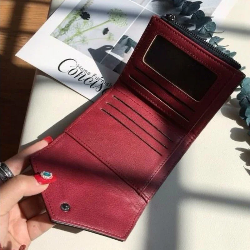 Wallets Women Foldable Solid Simple Mini Bag Womens Money Bags Purse Leisure PU Leather Card Holder Korean Style Fashion Ulzzang