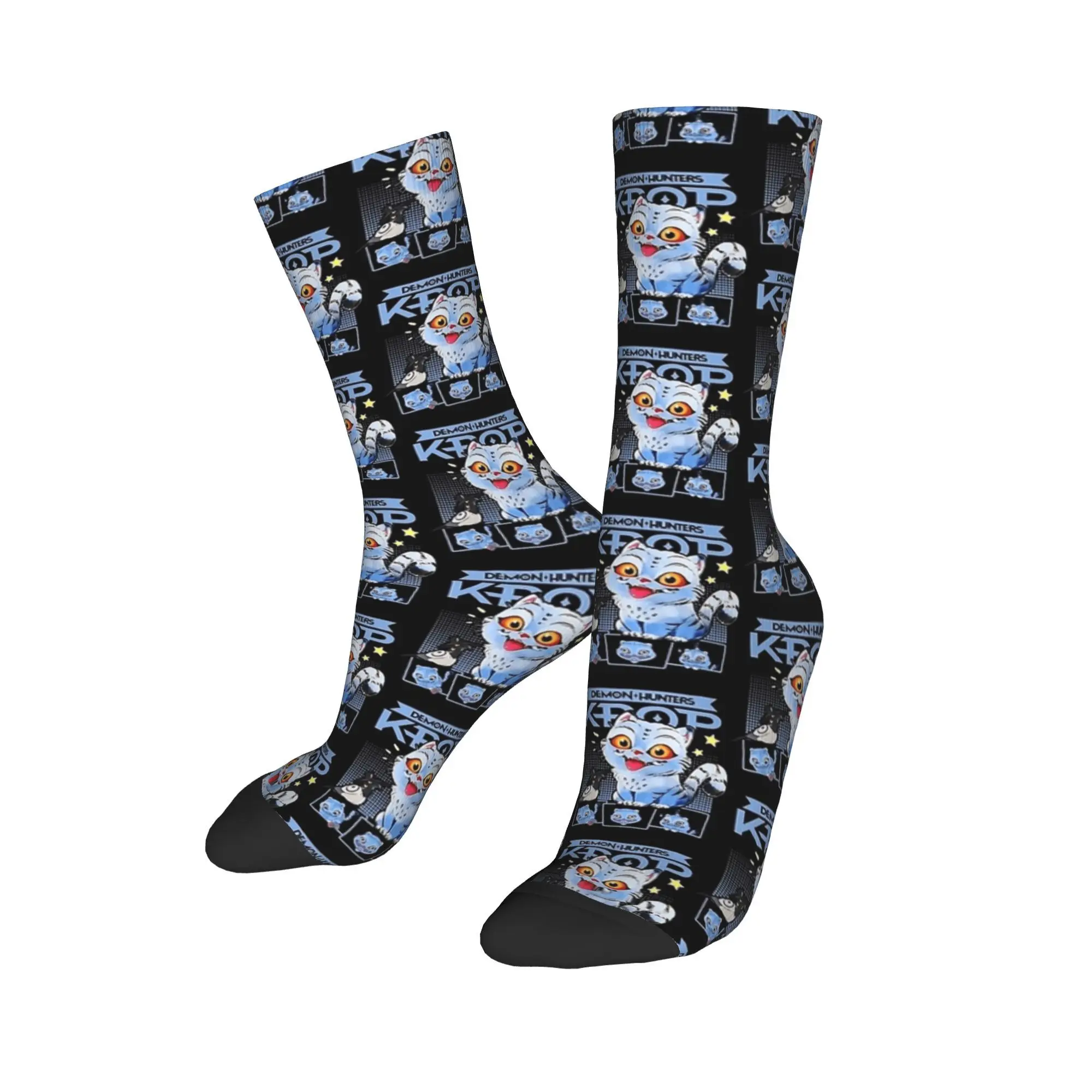 Calcetines de cazadores de demonios KPop azul tigre, medias de ocio, calcetines antideslizantes de primavera para parejas, calcetines suaves y transpirables para monopatín