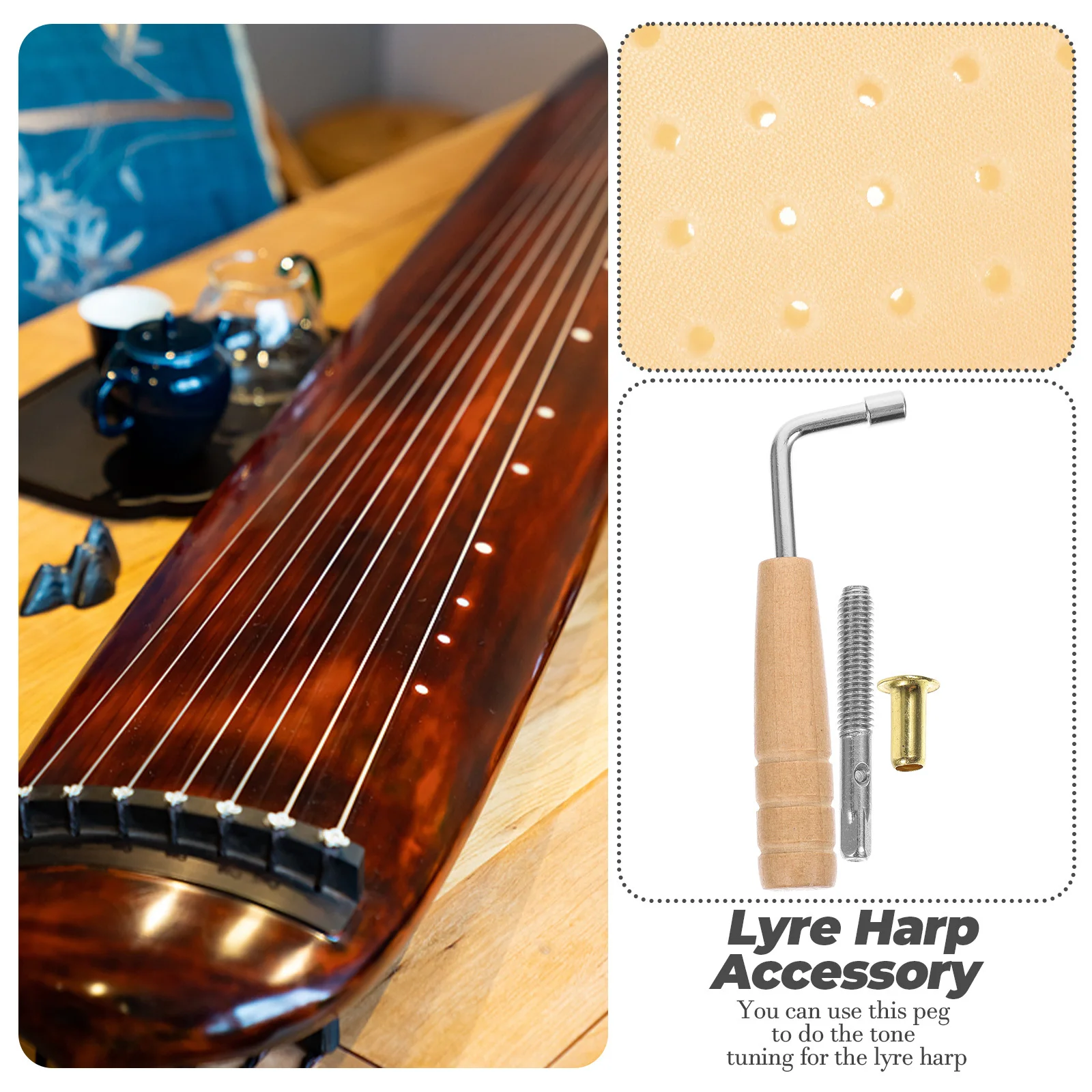 

1Set Lyre Replacement Tuning Pegs Solid Metal Harp String Pin Professional Instrument Part Smooth Edge Safe to Handle Easy