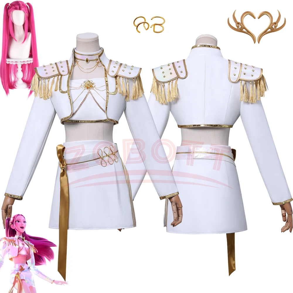 

Kpop Demon Hunters Mira Heavy Duty Косплей Костюм Готический футуристический сценический наряд Huntrix Mira Косплей Парик Костюм