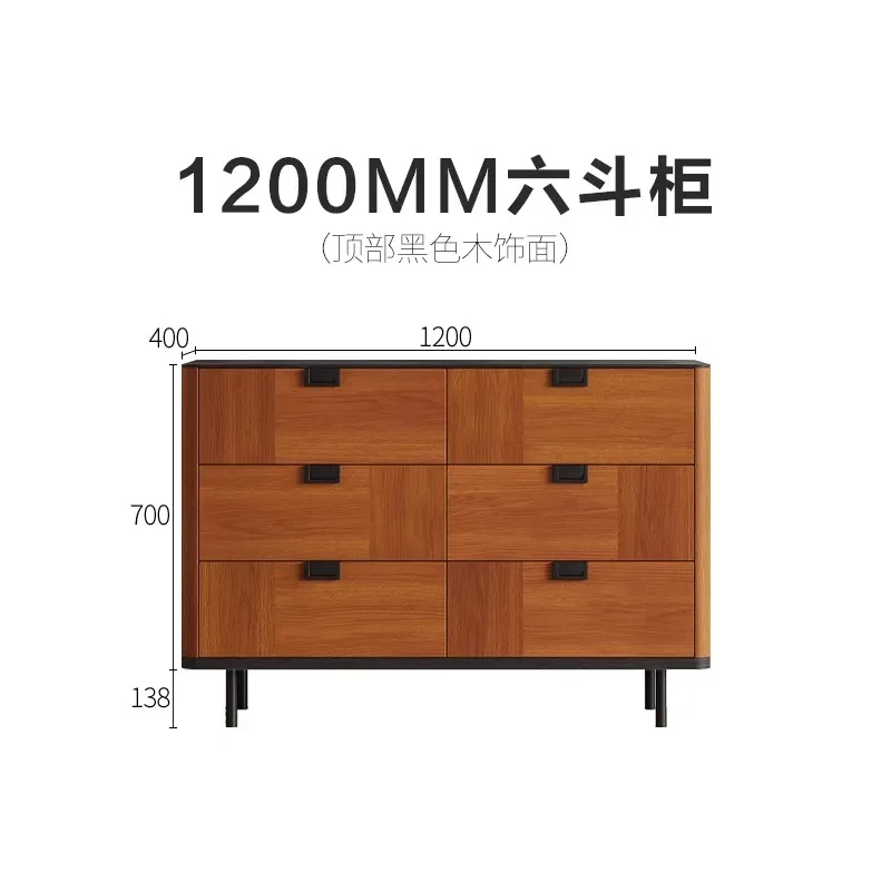 

Antique simple solid wood veneer French retro wind pine wood veneer bedroom storage side cabinet six bucket living room