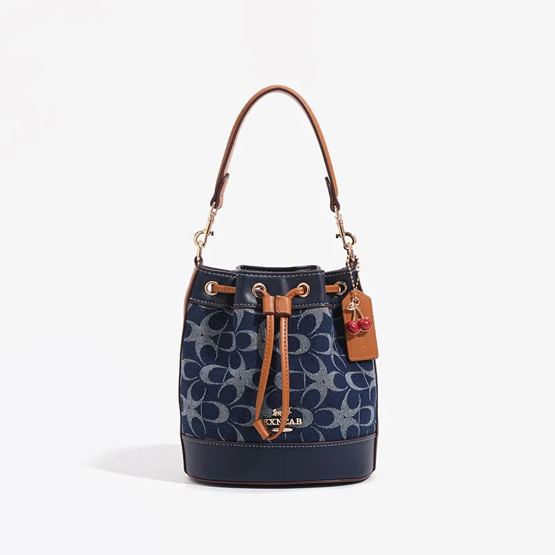2026-new-women-mini-bucket-bag-classic-print-drawstring-simple-handbag-elegant-high-end-ladies-purse