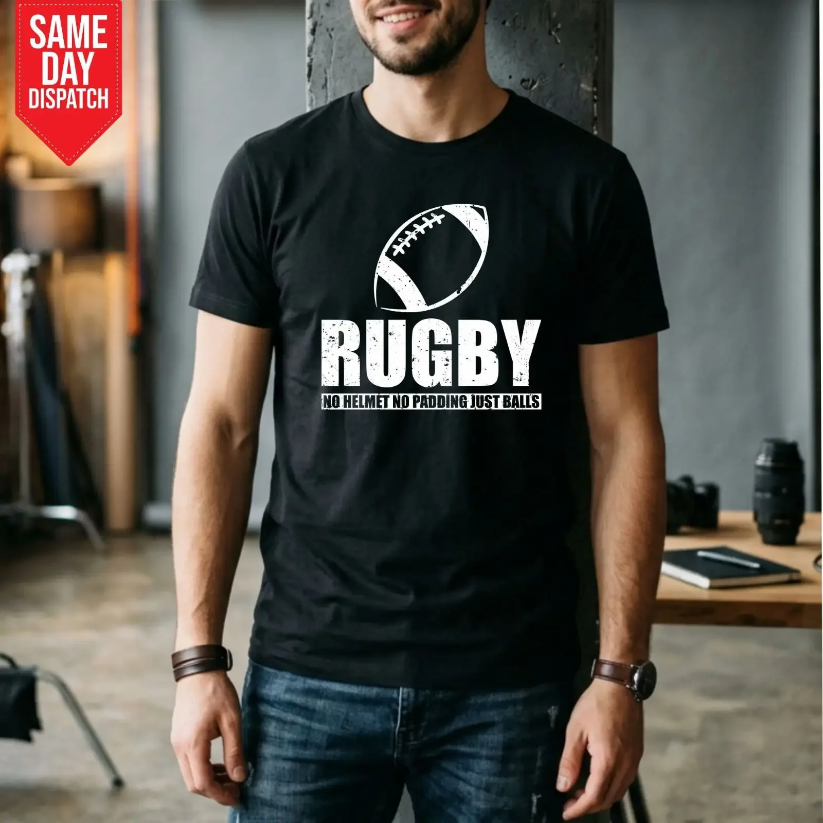 Rugby No Helmet Padding Just Balls T Shirt Funny Present Mens Top vintage Washed homme Breathable graphic Soft fashion