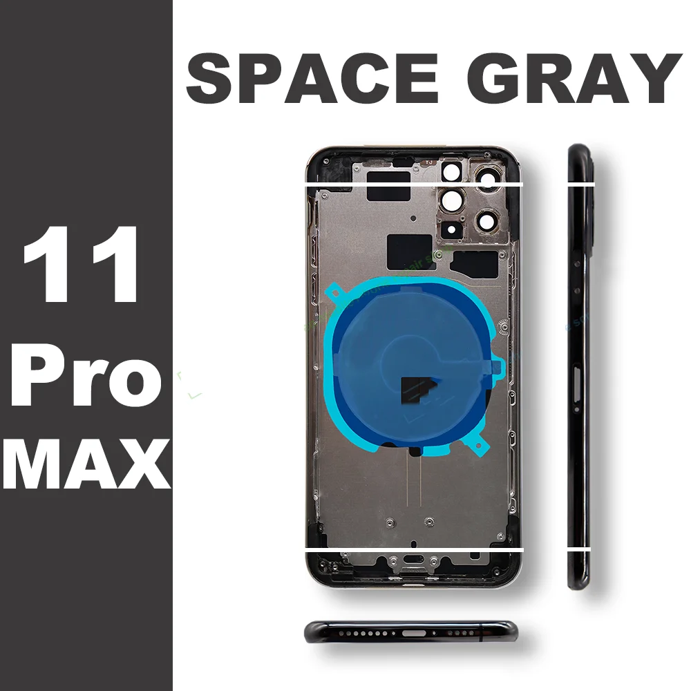 For Iphone 11/11PRO/11 Pro Max Housing Cover Battery Door Rear Chassis Middl Frame Case with Back Glass+SIM Tray+Button 11 Back