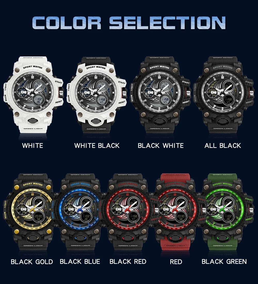 ساعة إضاءة ليلية إلكترونية متعددة الوظائف من Sanda-Men ، منبه ، مقاوم للماء ، الشباب ، اتجاه الموضة ، من الأعلى مبيعًا ، جديد