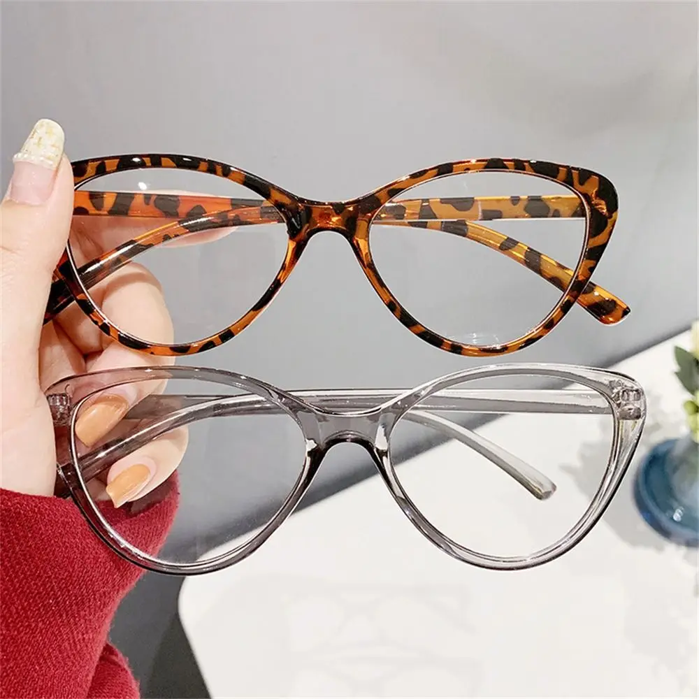 Fashion Transparent Anti-UV Blue Rays Glasses Big Frame Round Leopard Eyeglasses Eyewear Women