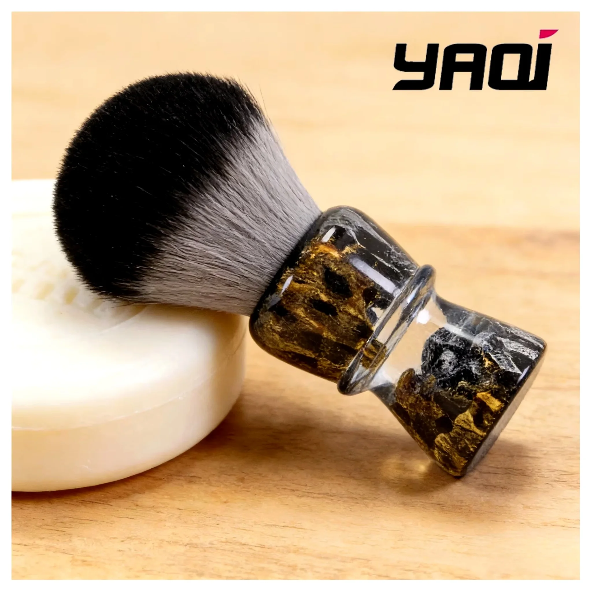 YAQI Men Wet Shave Tools ROCKS Shaving Brush 28mm Synthetic Hair Wet Shaving Brush Resin Handle Men Shaving Products Mens Gift