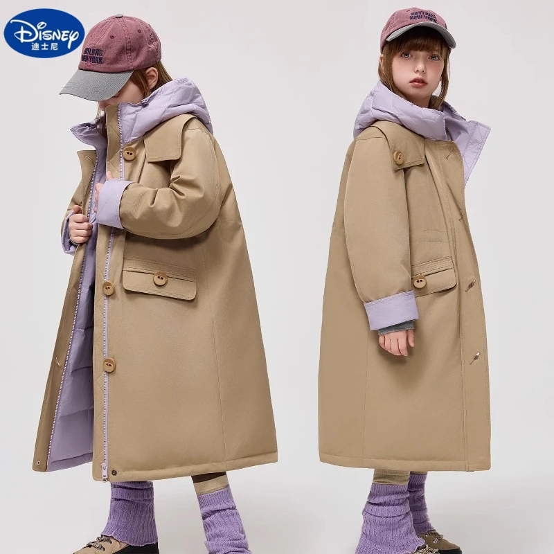 

Disney Kids' Reversible Parka: Korean-Style Loose Hooded Jacket, Mid-Length All-Match Coat for Boys & Girls