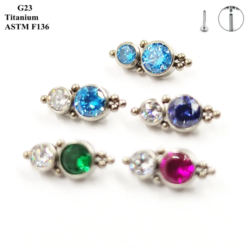 G23 Titanium Manufacturer Sells Ear Stud Inlaid With Exquisite Zircon Thread Perforated Ear Bone Nail Piercing Jewelry Earrings