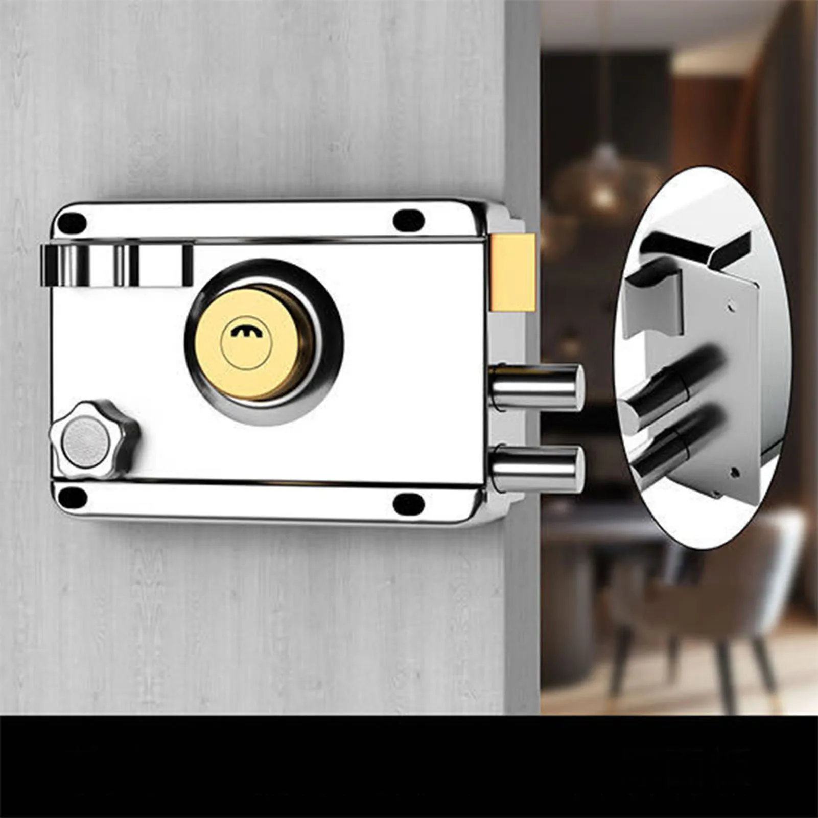 Exterior Gate Lock Stainless Steel Copper Lock  Left Open with  Security Prevent Theft Old Gate Lock Exterior Gate Lock