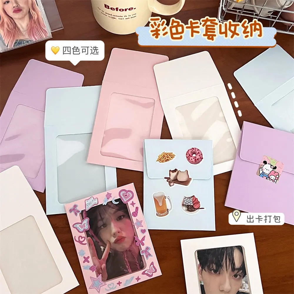 10Pcs/pack Paper Envelope Card Sleeves Macaron Color Idol Photo Card Holder Card Packaging Protective Bag Photocard Holder