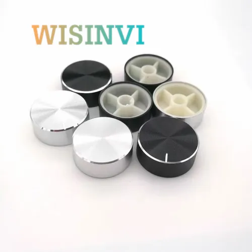 Tapa de perilla de potenciómetro de aleación de aluminio, 2 uds., perilla codificadora, amplificador, tapa de perilla de volumen, diámetro 30mm, altura 10mm, agujero 6mm