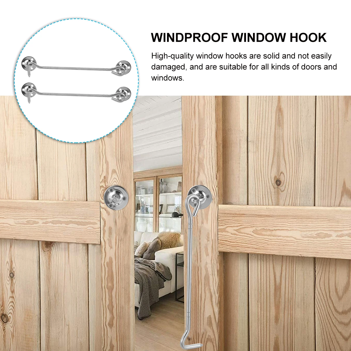 

2 Pcs Window Air Hook for Old Fashioned Windproof Stainless Steel Old-fashioned
