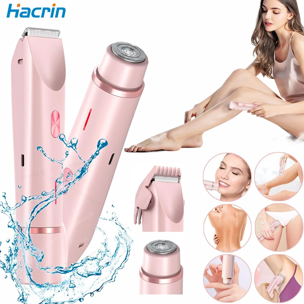 Epilator Painless Hair Removal 2 In 1 Electric Razor Woman Shaver For Sensitive Areas Bikini Armpit Electirc Body Hair Remover