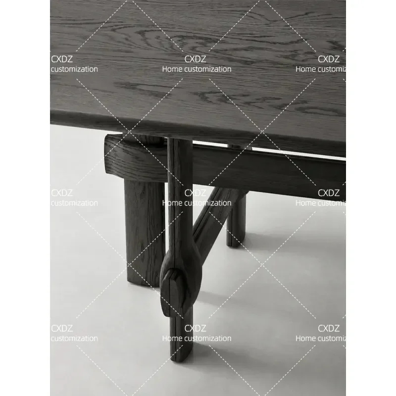 Medieval style dining table designer oak solid wood table surprise quiet wind rectangular tea table household small apartment
