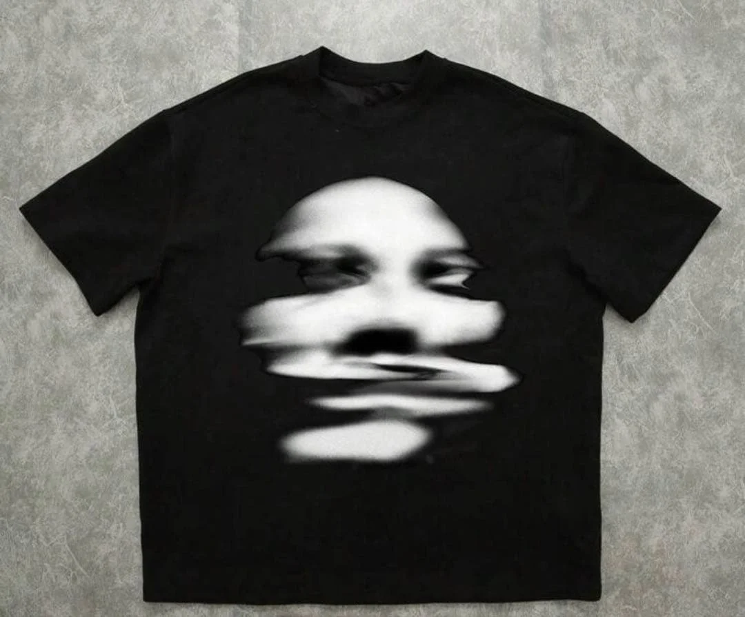 Opium Aesthetic Blurred Face Motion Y2k Graphic T-Shirt Cotton Men Women Streetwear Tee