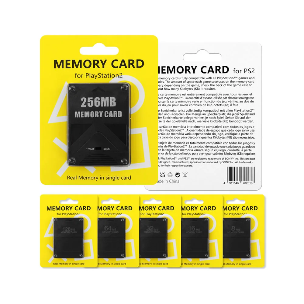 ZUIDID High Quality 8MB 16MB 32MB 64MB 128MB Memory Card  for PS2 Save Game Data Stick Module for  PS 2