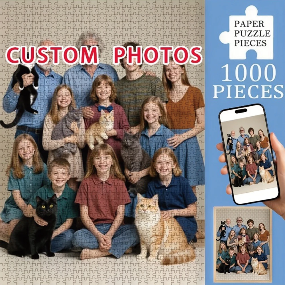 35/300/500/1060pcs Personalized Custom Photo Puzzle Family Photo Customize Your Puzzle To Create An One-Of-A-Kind Present.