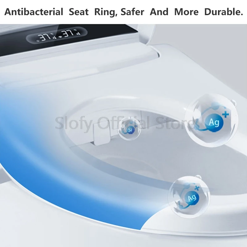 Imagem -03 - Smart Toilet Seat Cover com Controle Remoto Assento Bidé Nightlight Led Preto Secador de ar Alongado Vários Modos de Pulverização Bocal