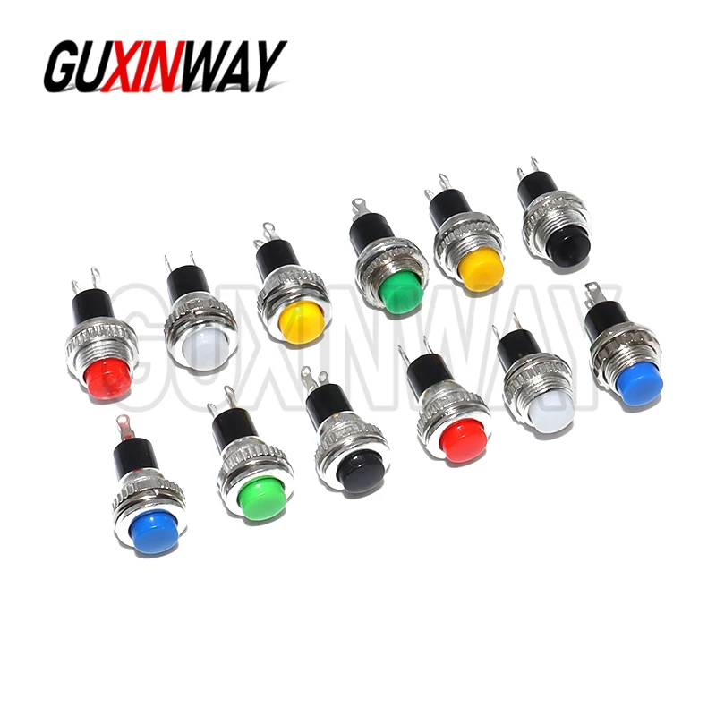 6PCS Panel Mount 10mm Momentary OFF-(ON) Push Button Switch Upper Screw Thread