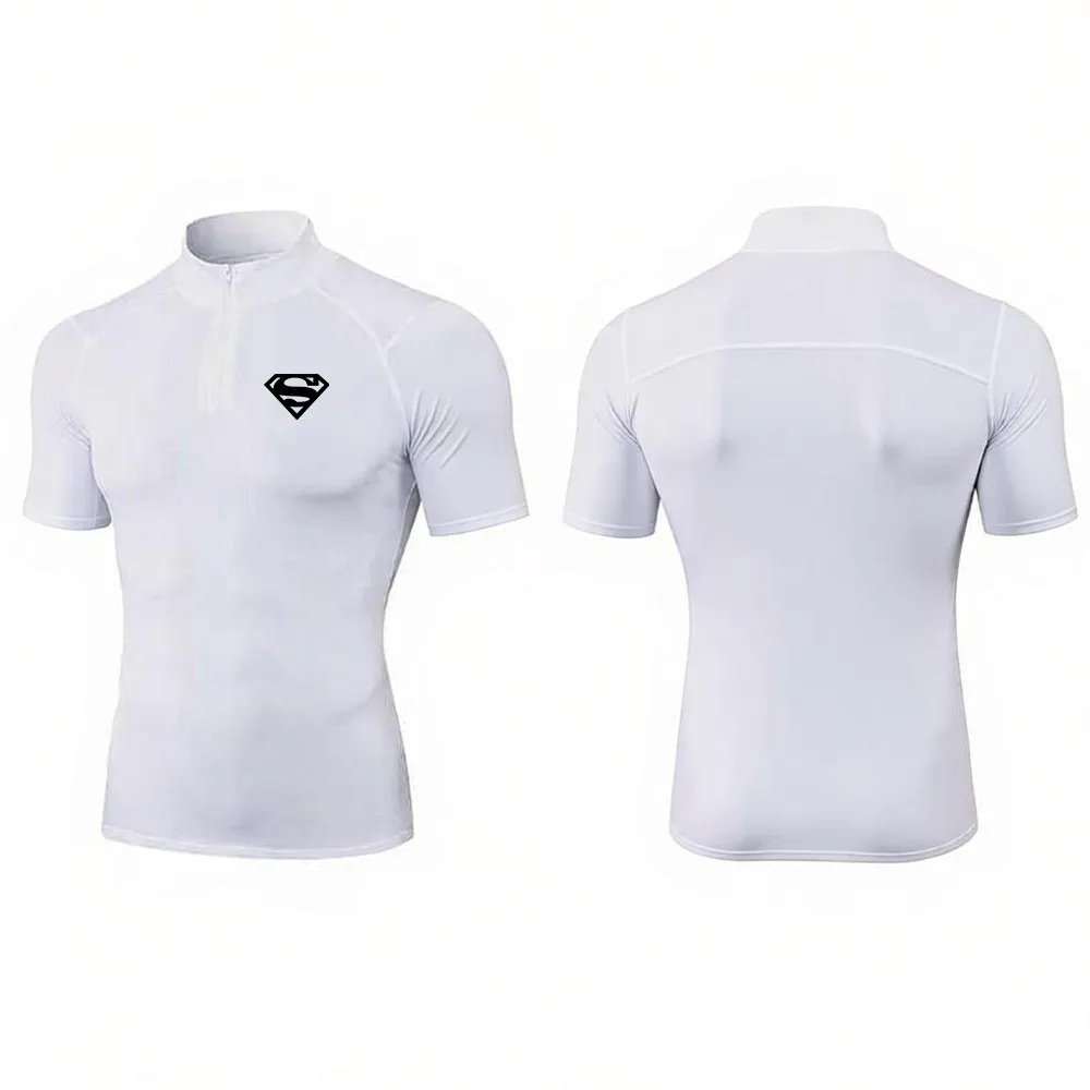 Men'S TShirt High Neck Polo Shirt Round Long And Short Sleeves Gym Training Outdoor Running Bodybuilding T-Shirt