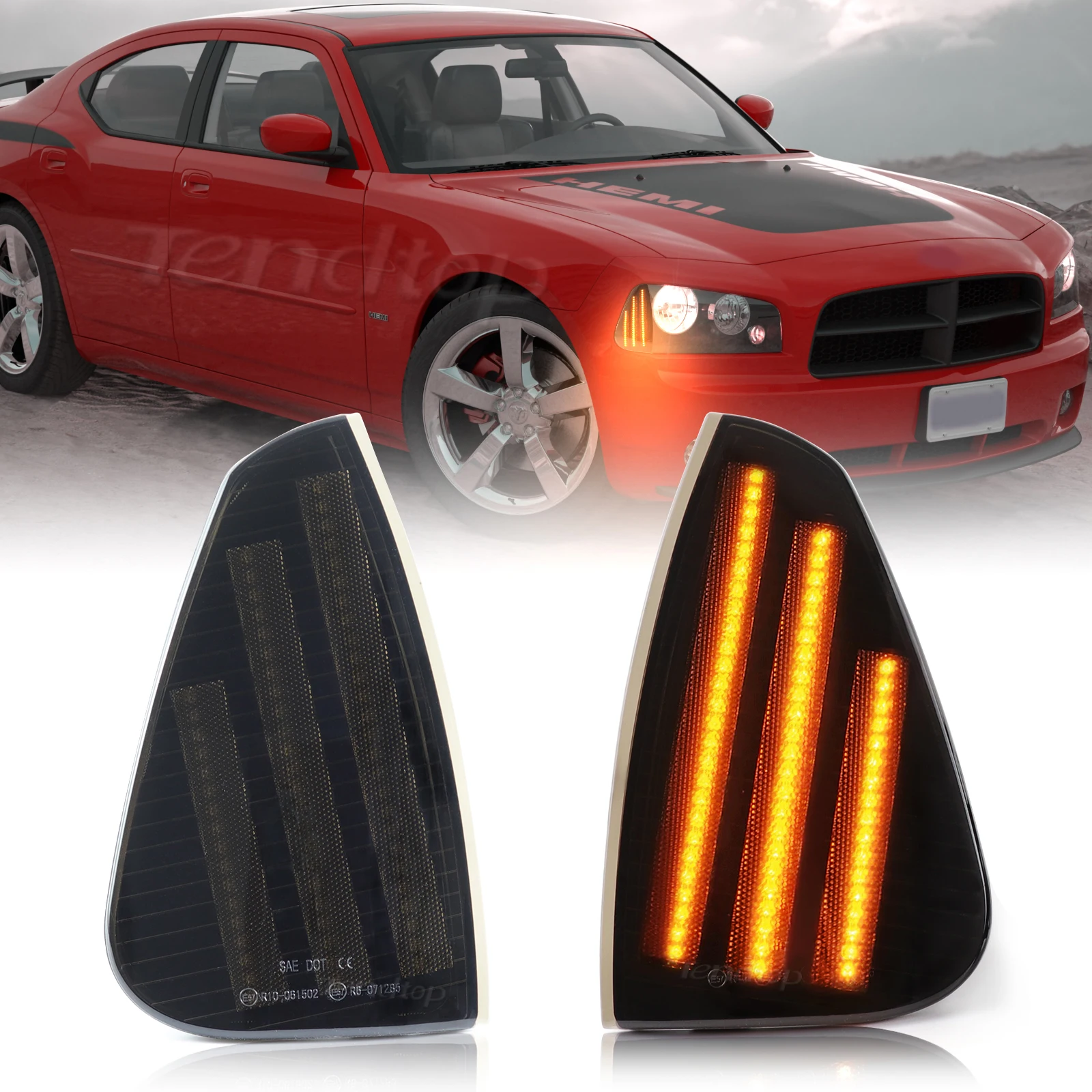 

For Dodge Charger 2006 2007 2008 2009 2010 Front Side Fender Light Corner Turn Light Headlight Marker Signal Lamp