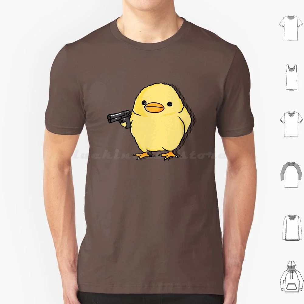 Camiseta con diseño de pollito amarillo con pistola para hombre, mujer y niños, talla 6XL, pollito enojado, humor, pollito lindo, pájaro, muy lindo, pistola, Kawaii, lindo