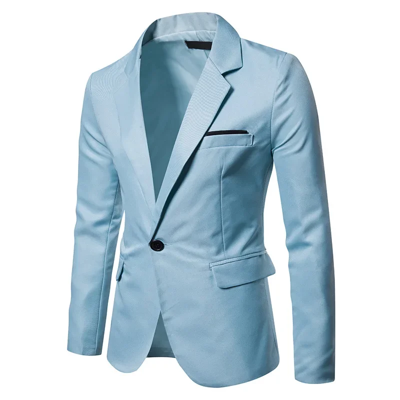 

Royal Blue Blazer Men Casual Suit Solid Colour Mens Blazers Jacket Coat XXXL Size Single Button