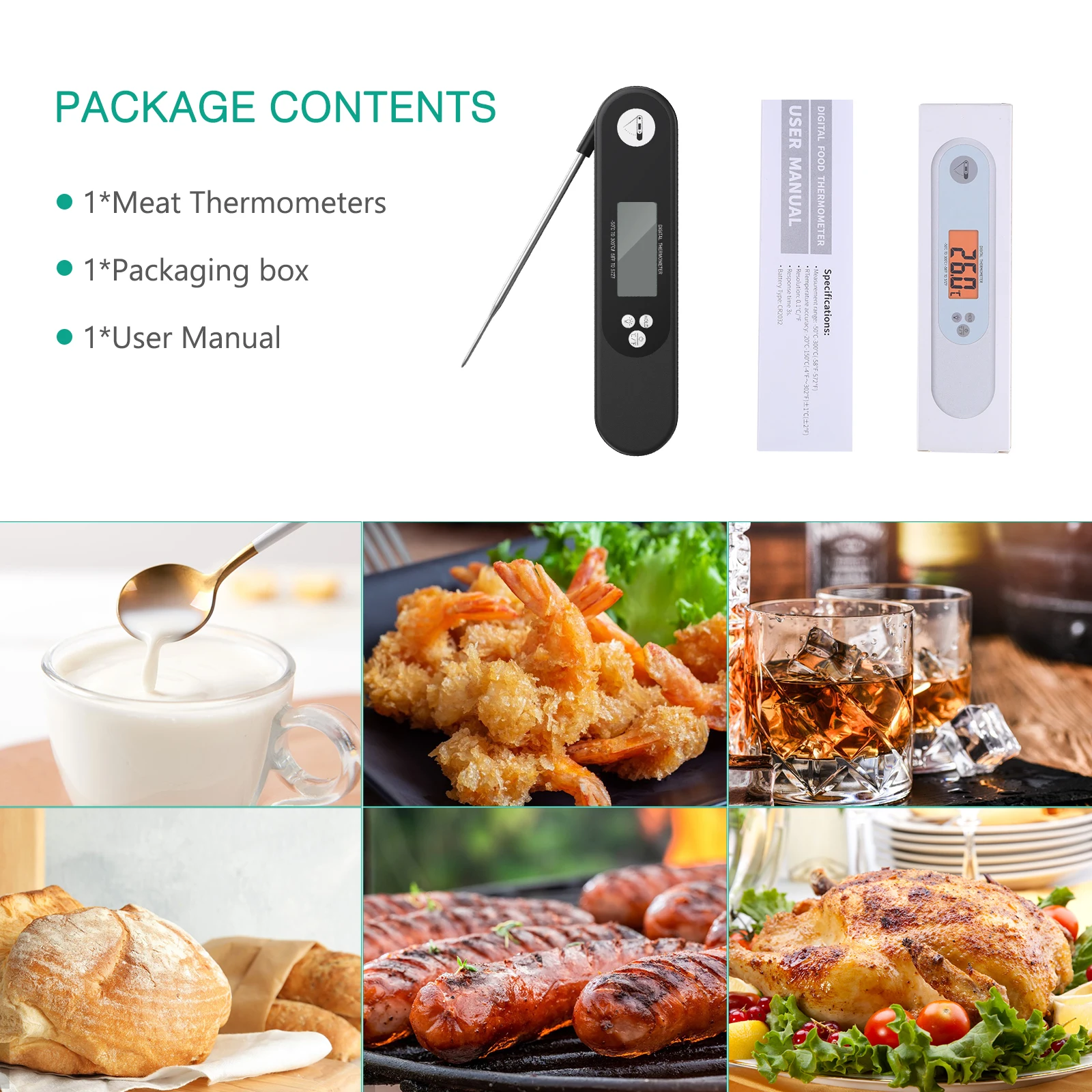 ORIA Termómetro de Cocina Digital con Sonda Impermeable para Alimentos - imagen 3
