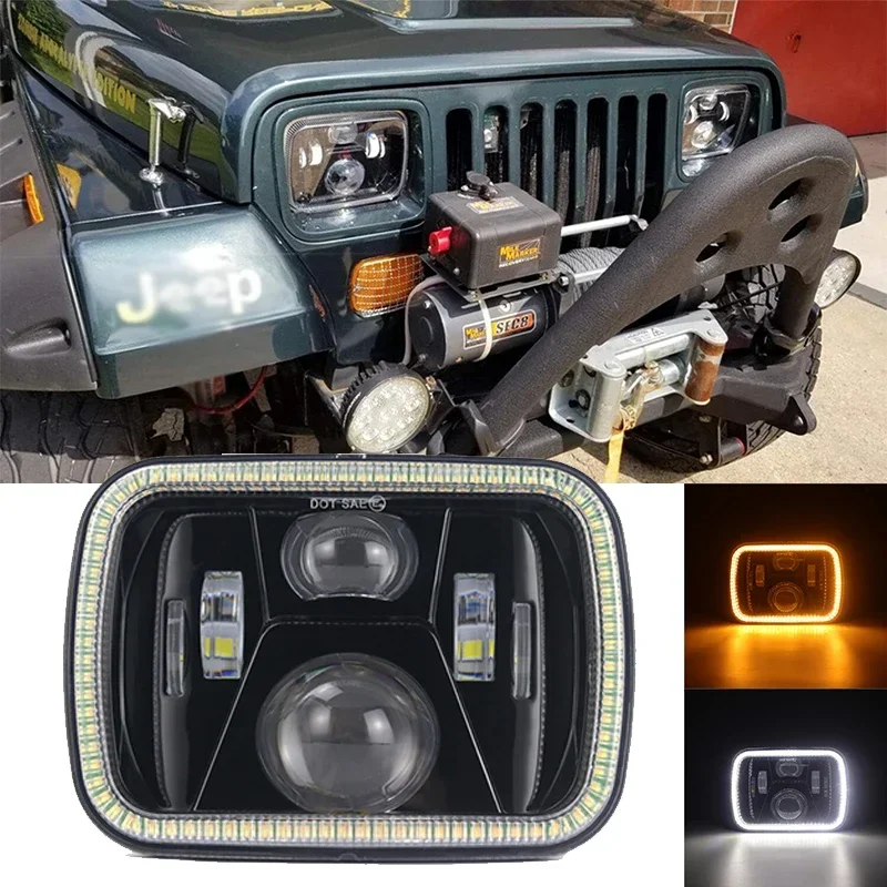 

1/2pcs Square 7x6 5X7 inch LED Headlights with High Low Beam H6054 6054 Led Headlight For Jeep Wrangler YJ Cherokee GMC.Ford