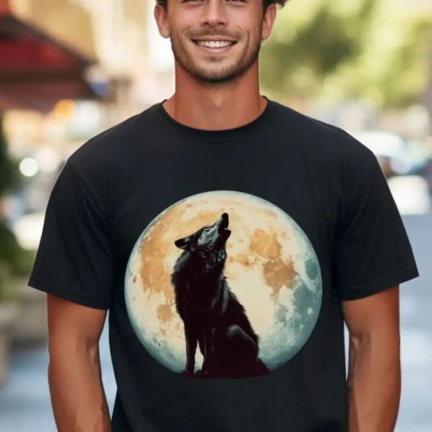 Vintage Wolf T Shirt Junglecore Retro Howling At Moon Comfort Colors Oversized