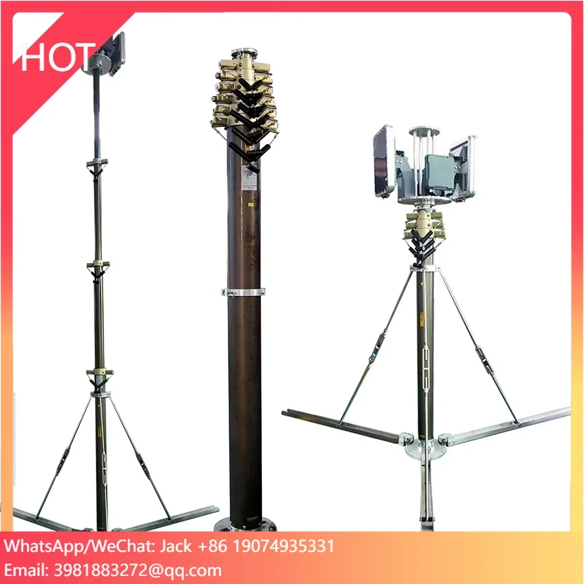 

Outdoor 10m Lightning Rod Mast Cctv Camera Telescopic Mast with Tripod