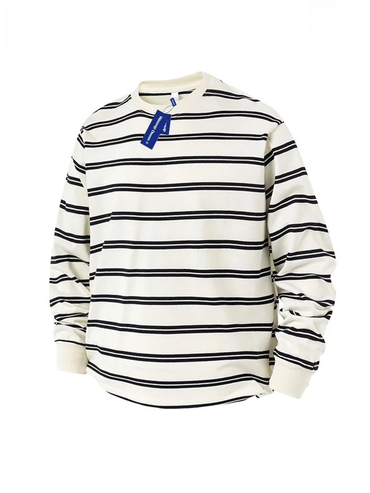 

Wassup Dozen Striped Pure Cotton round Ne Hoodie ex Autumn Casual Wear Resistant to Wrinkle And Deformation Warmth