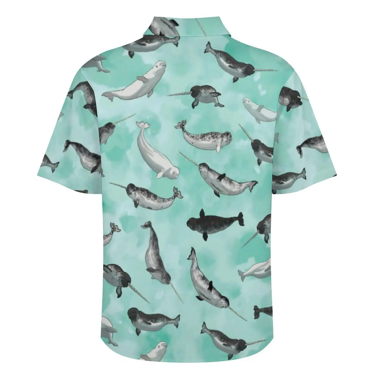 Arctische Dierenprint Casual Shirt Narwal En Beluga Elegante Hawaiiaanse Shirts Man Korte Mouw Strand Harajuku Oversized Blouses