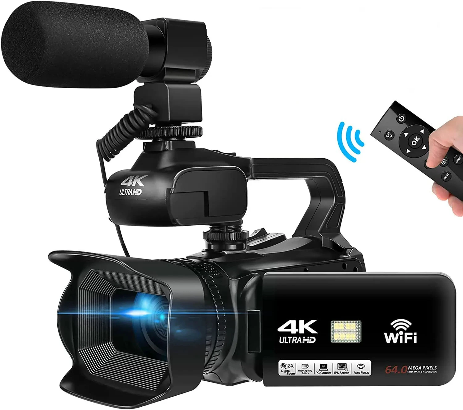 4K Ultra Professional Camcorder HD 64MP Streaming For Tiktok YouTube Camera 4.0 Touch Screen Digital Daily Record Video