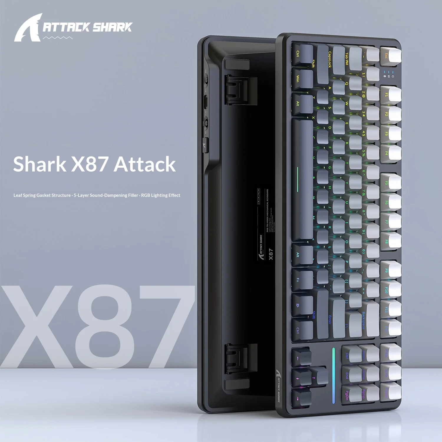 ATTACK SHARK X87 Mechanical Gaming Keyboard Tri-Mode Wireless 2.4G Long Battery Life Gasket RGB Hot Swappable Custom Keyboard