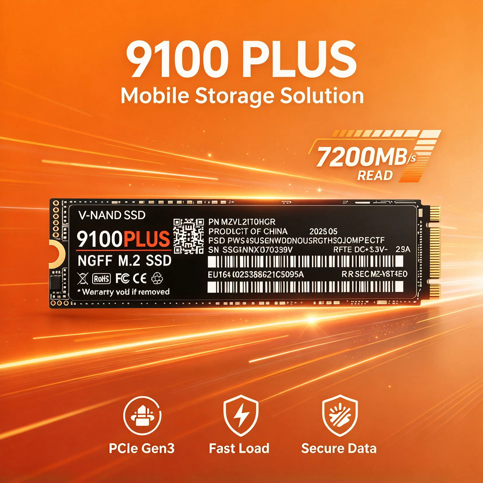 M2 NGFF 2280 9100 PLUS PCIe SSD 500GB 1TB 2TB 4TB Internal Solid State Drive Reliable Endurance for Laptop File Backup & Media S