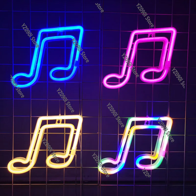 Creative Musical Note Neon Sign LED Atmosphere Light for Room Party Decoration