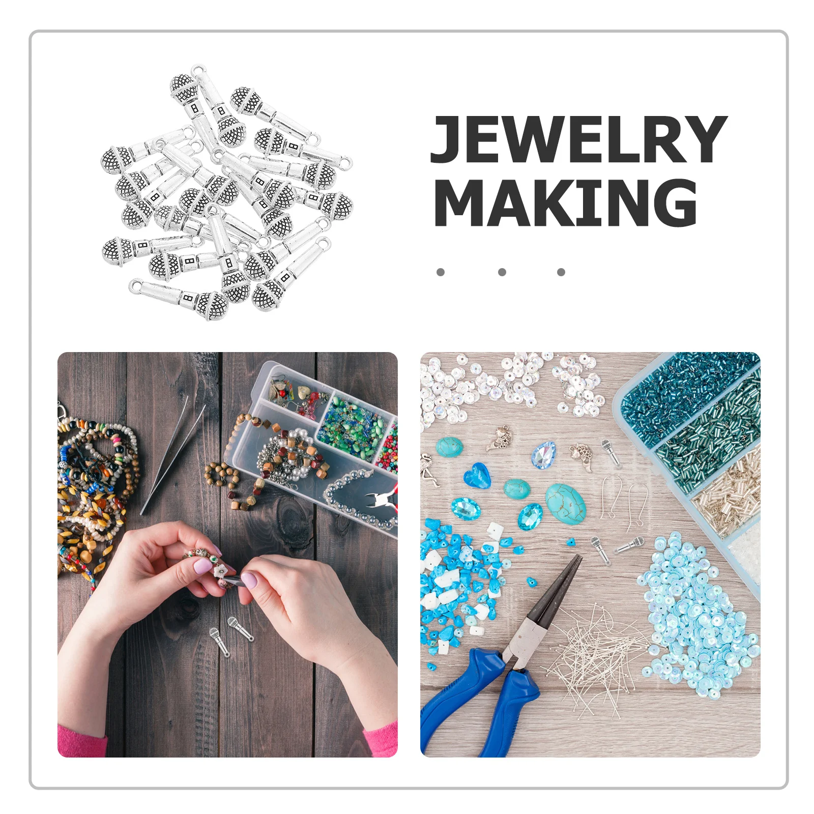 20 قطع سبائك ميكروفون سحر الفضة diy صنع المجوهرات المعلقات ل القلائد أساور سلاسل المفاتيح الموسيقى الحرفية