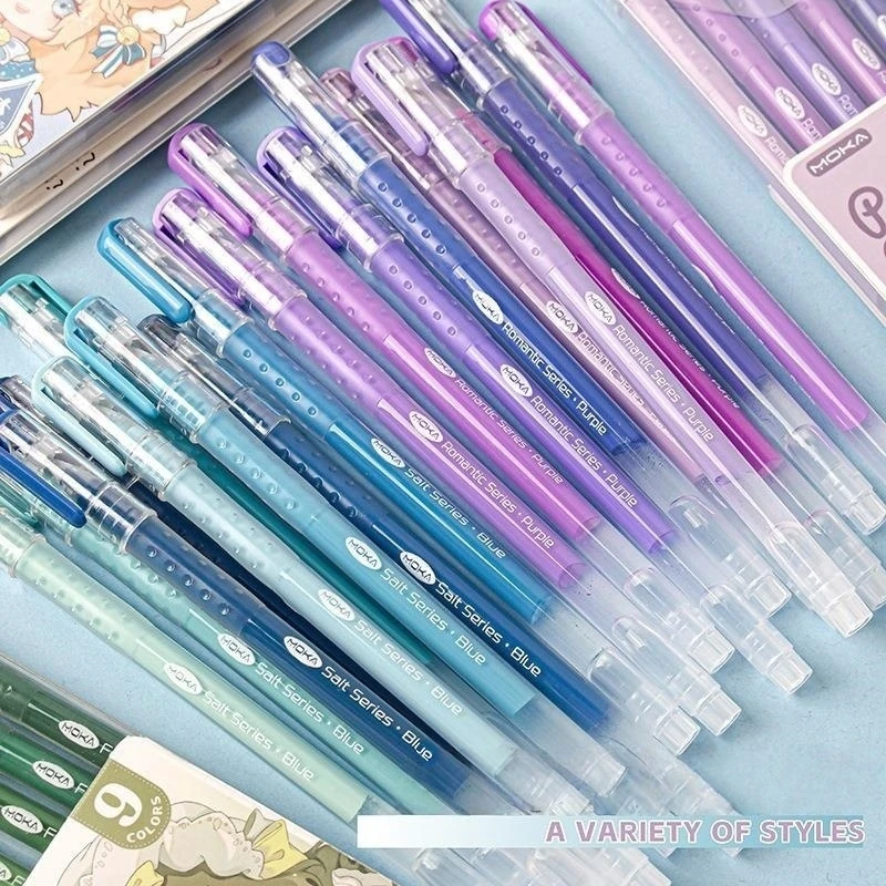 9-teiliges romantisches mehrfarbiges Stiftset mit Gel-Tinte, Vintage-Marker, Liner, 0,5 mm Kugelschreiber, Schreibwaren, Geschenk, F3091 – Detail 8