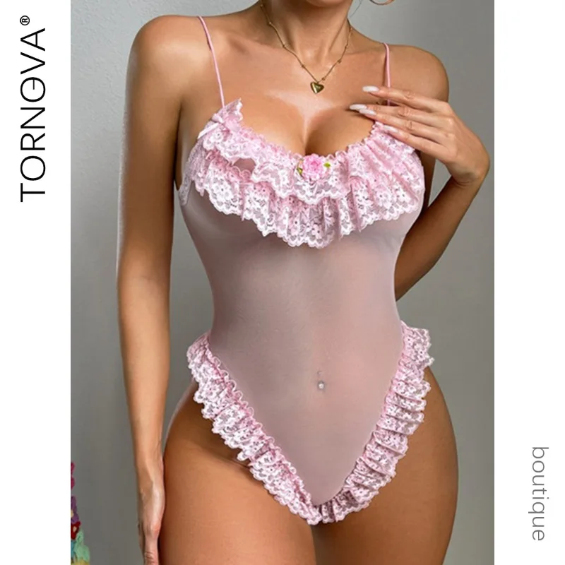 Tornova مثير حبال ارتداءها انظر من خلال يتوهم شبكة جوفاء المرأة نحيل عارية الذراعين جمع معا يغرق مغر بيجامة حميمة #1