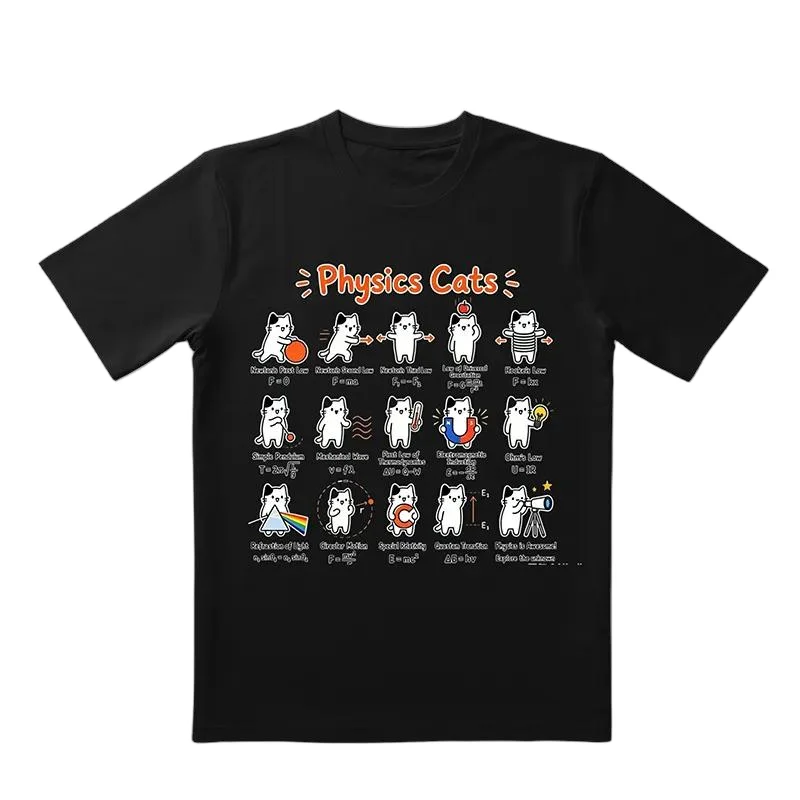Fun Physics Formula  Print Pure Cotton Short Sleeve T-Shirt Unisex Summer Loose Versatile Male Model Breathable Casual Style